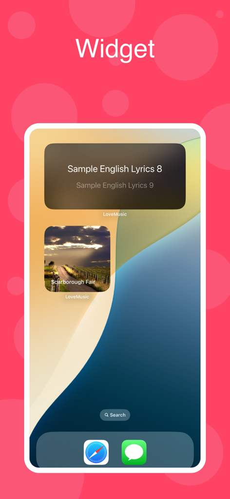 LoveMusic Player - Local Play - iOS widgets for LoveMusic Player displaying lyrics and album cover