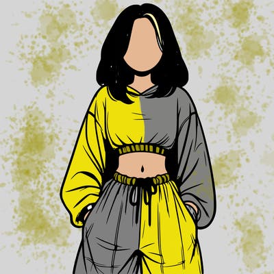 realistic girl faceless with baggy pants and a crop top