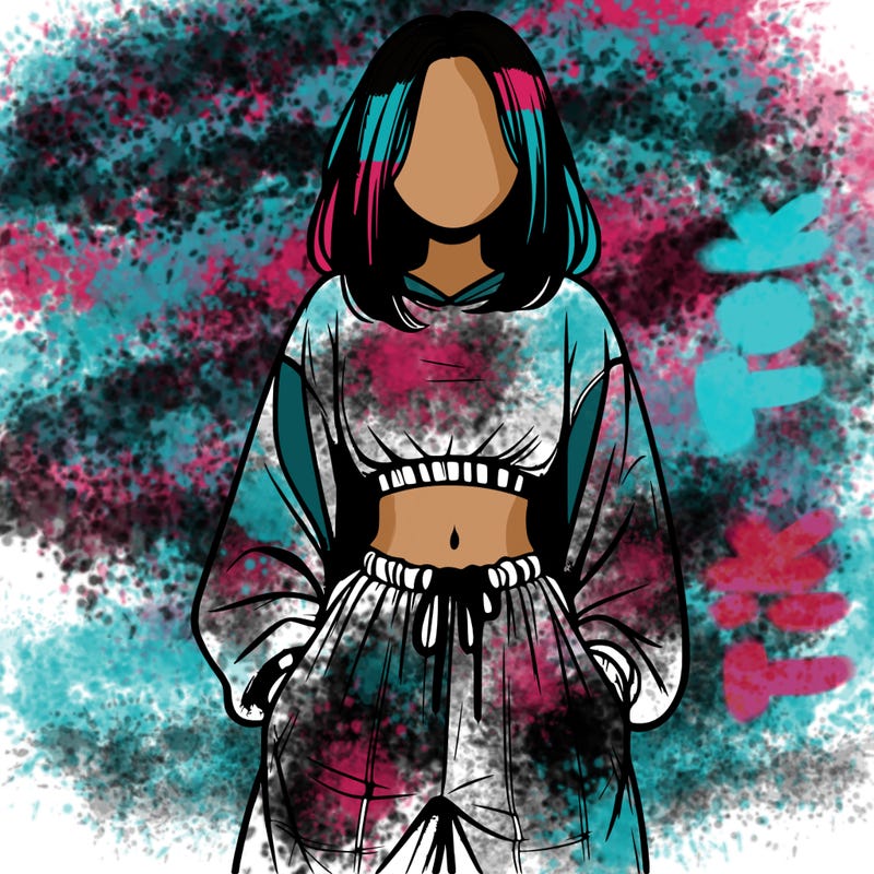 realistic girl faceless with baggy pants and a crop top