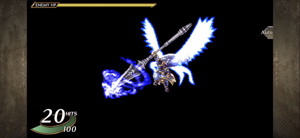 Um guerreiro alado realizando um ataque de lança no JRPG em pixel art Valkyrie Profile Lenneth