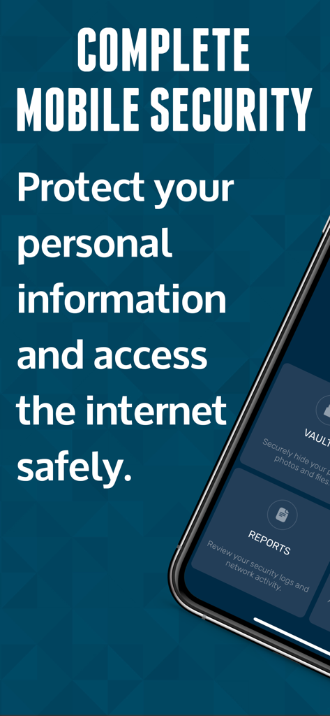 Mobile Security Protection App - Interface de l'application de protection de sécurité mobile affichant la sécurité des informations personnelles et les fonctionnalités d'accès sécurisé à Internet