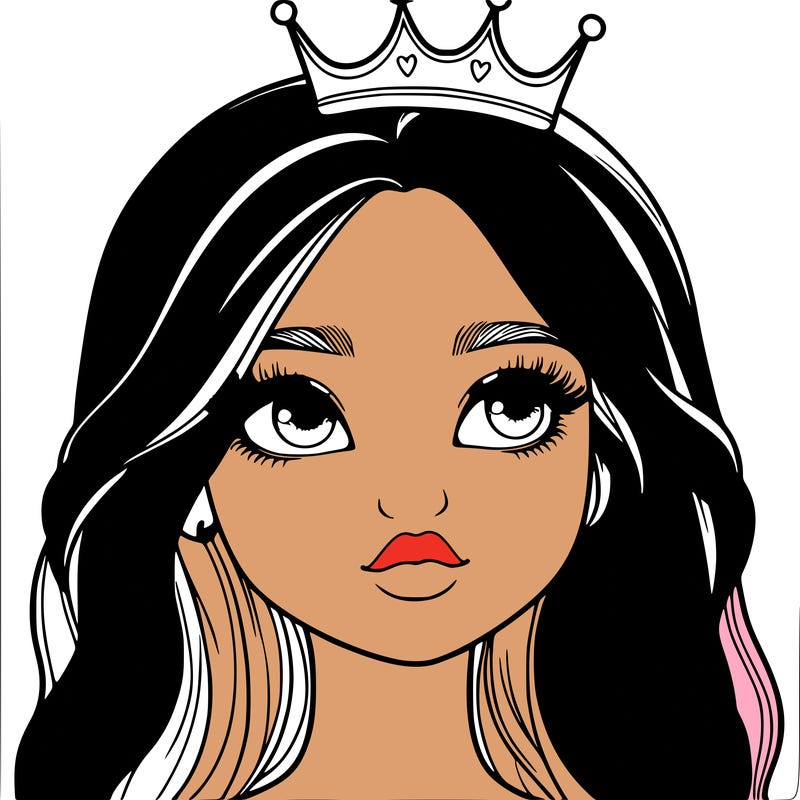 a realistic girl with a crown on