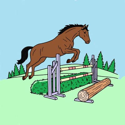 a horse that jumps over obstacles.