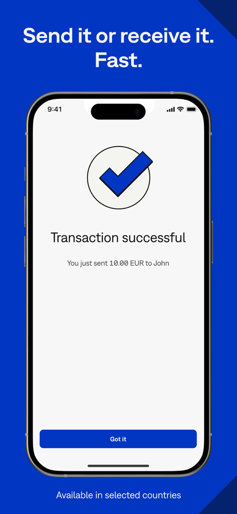 PaysafeCard - prepaid payments - PaysafeCardアプリでの送金成功通知を示すスマートフォンの画面