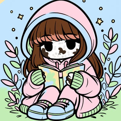 girl in oversized hoodie reading a book