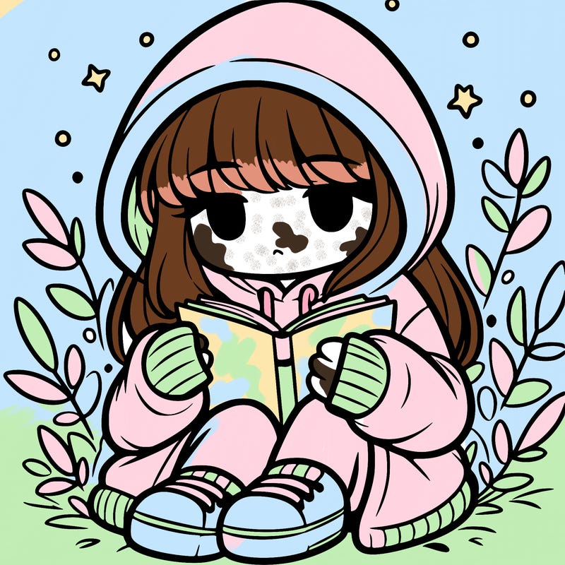 girl in oversized hoodie reading a book