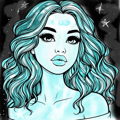 realistic girl with wavy hair and lips