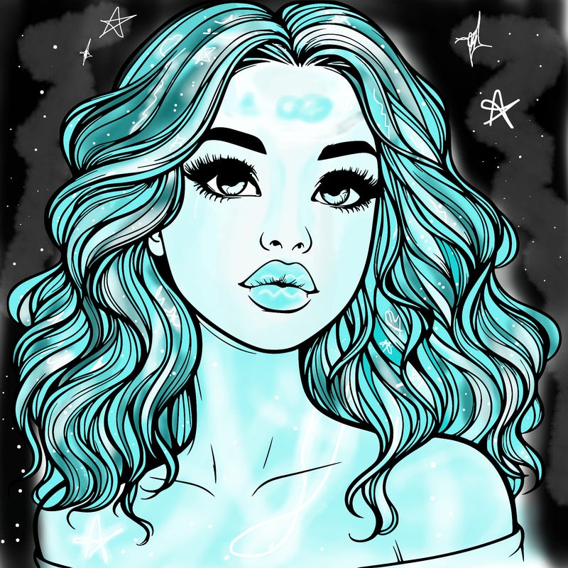 realistic girl with wavy hair and lips