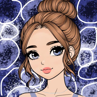 realistic pretty girl with hair in bun