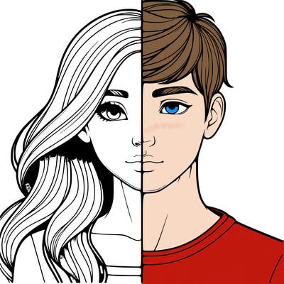 realistic half girl half boy split