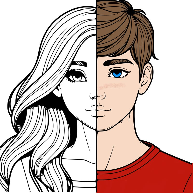 realistic half girl half boy split