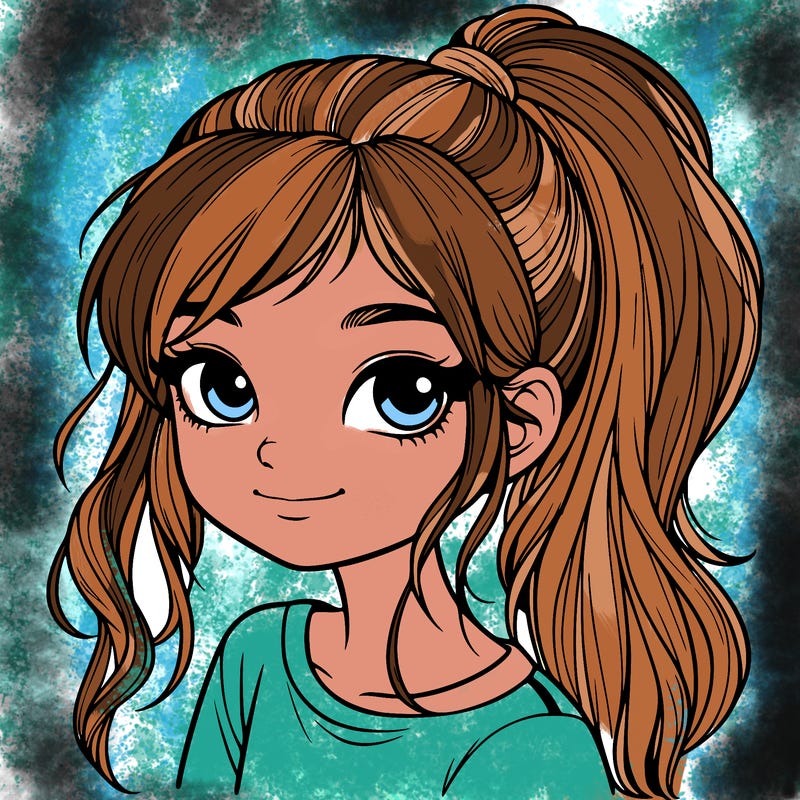 realistic girl with ponytail