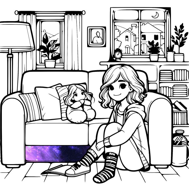 realistic girl at home