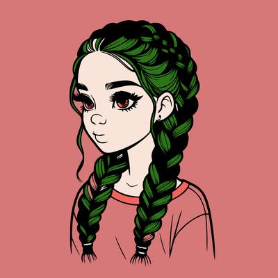 realistic girl with braids