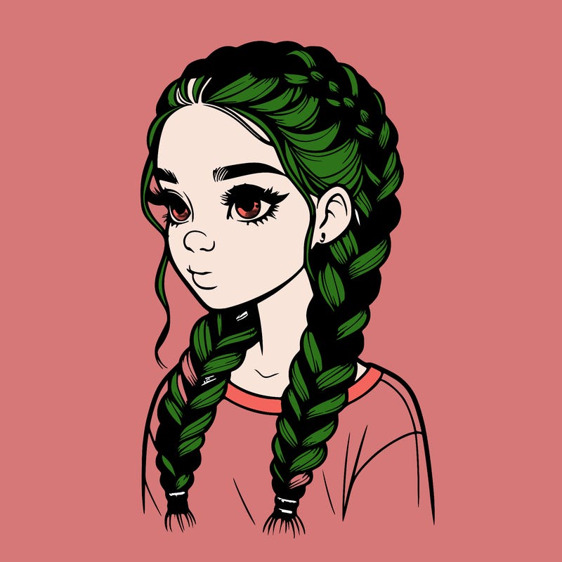 realistic girl with braids