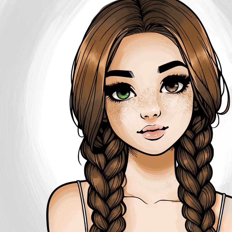realistic girl with braids