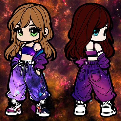 girl in crop top and baggy pants