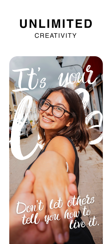 App screenshot of Photo Lab PROHD featuring a woman and the text Unlimited Creativity