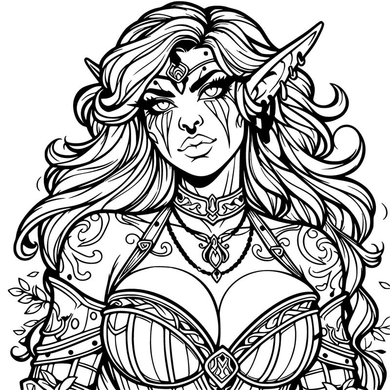 realistic magical beautiful female orc with oversized features