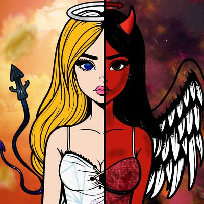 devil vs angel realistic girl