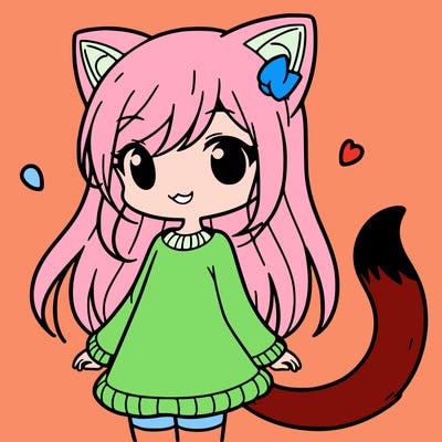 girl with cat ears and tail