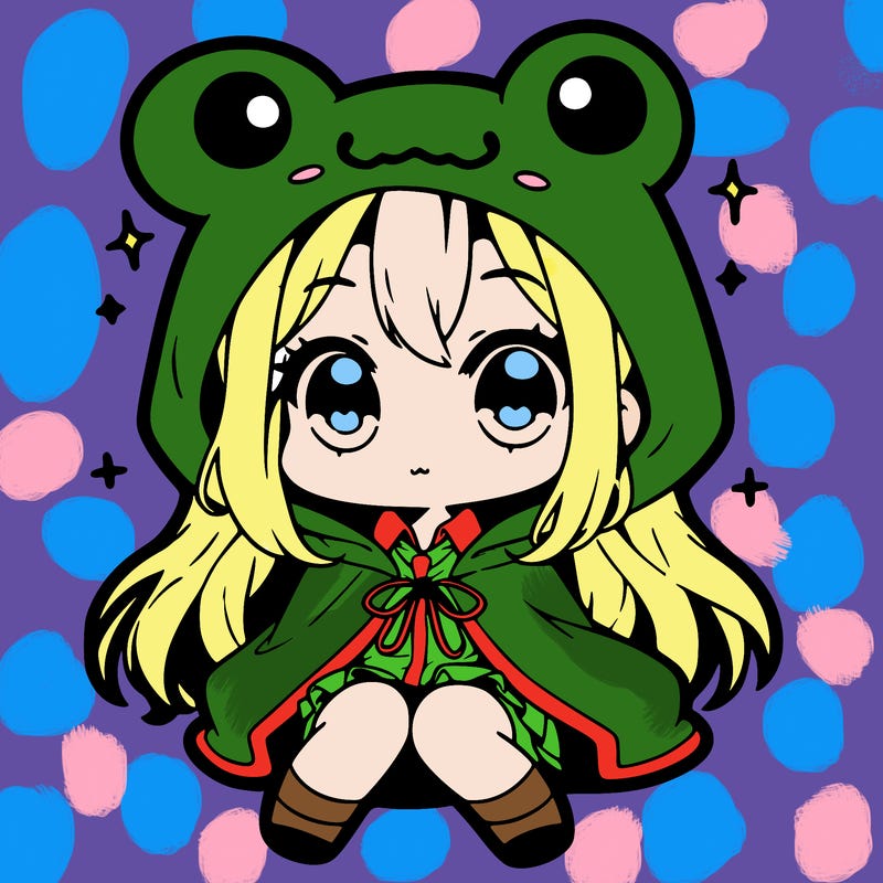 chibi girl with frog hoodie
