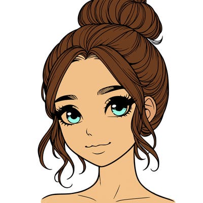 realistic pretty girl with hair in bun