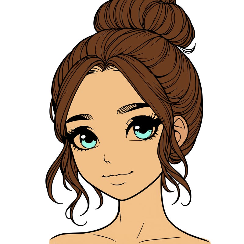 realistic pretty girl with hair in bun