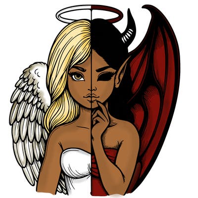 realistic angel half demon