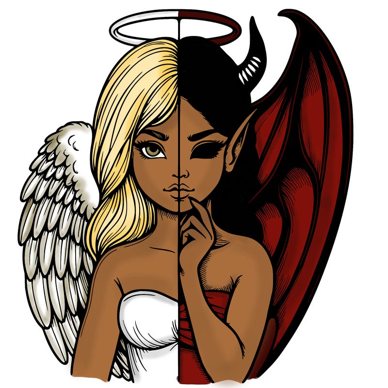realistic angel half demon