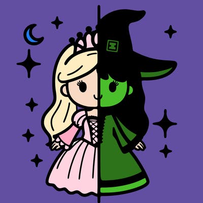 split princess and witch