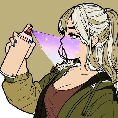 a realistic girl spray, painting