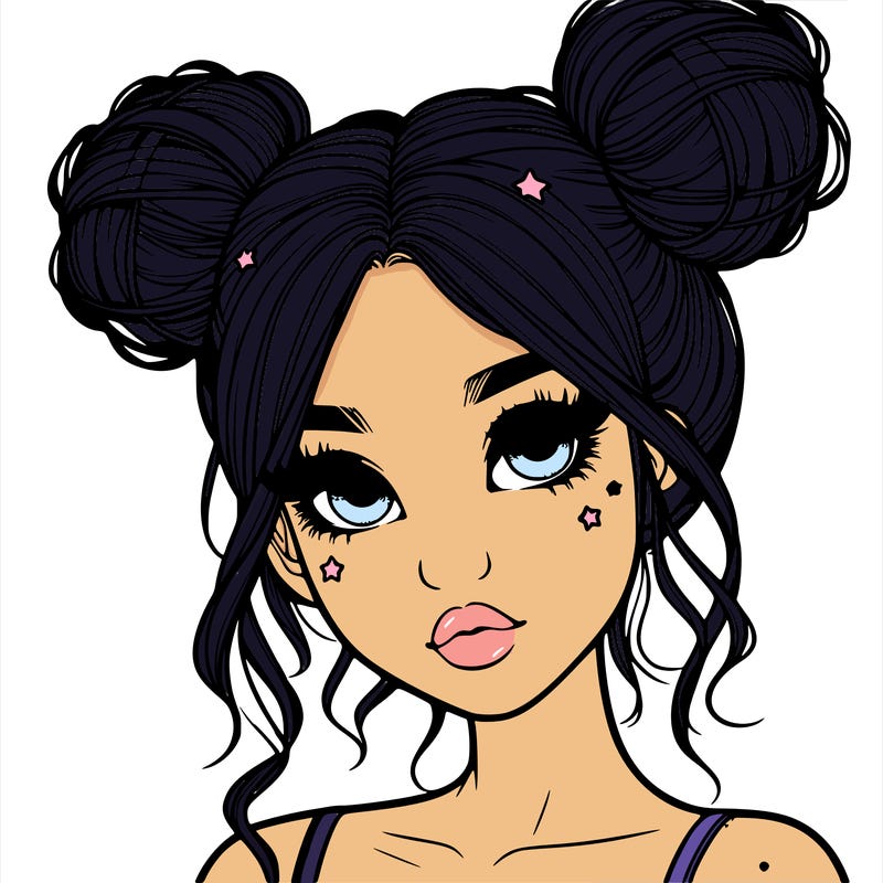 realistic girl with space buns