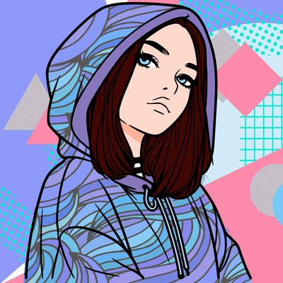 a realistic girl in a hoodie