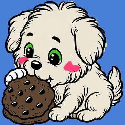 puppy eating a cookie