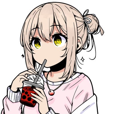manga character drinking boba
