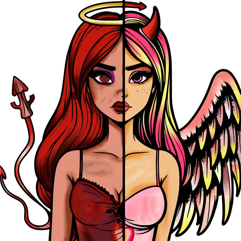 devil vs angel realistic girl