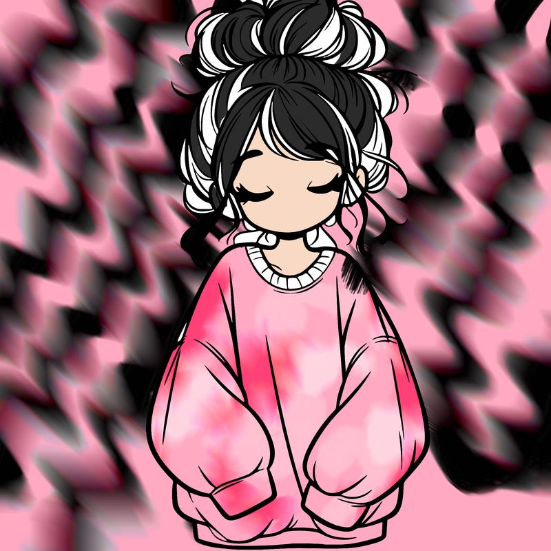 girl with baggy sweatshirt and messy bun