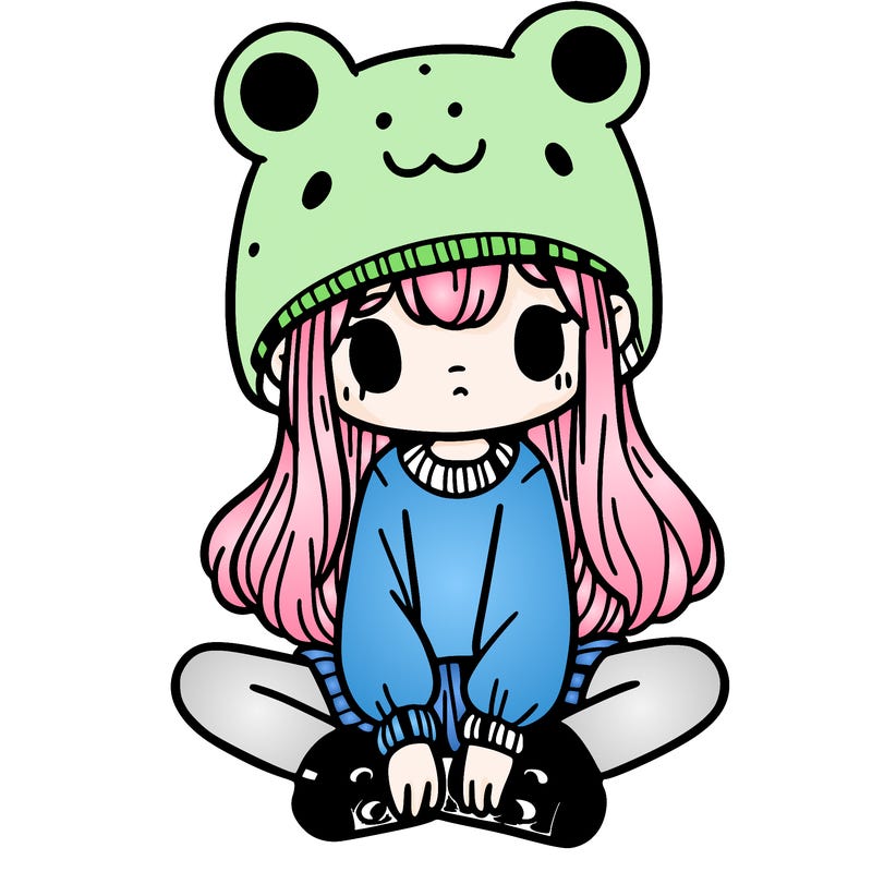 a girl wearing a frog hat and some frog socks