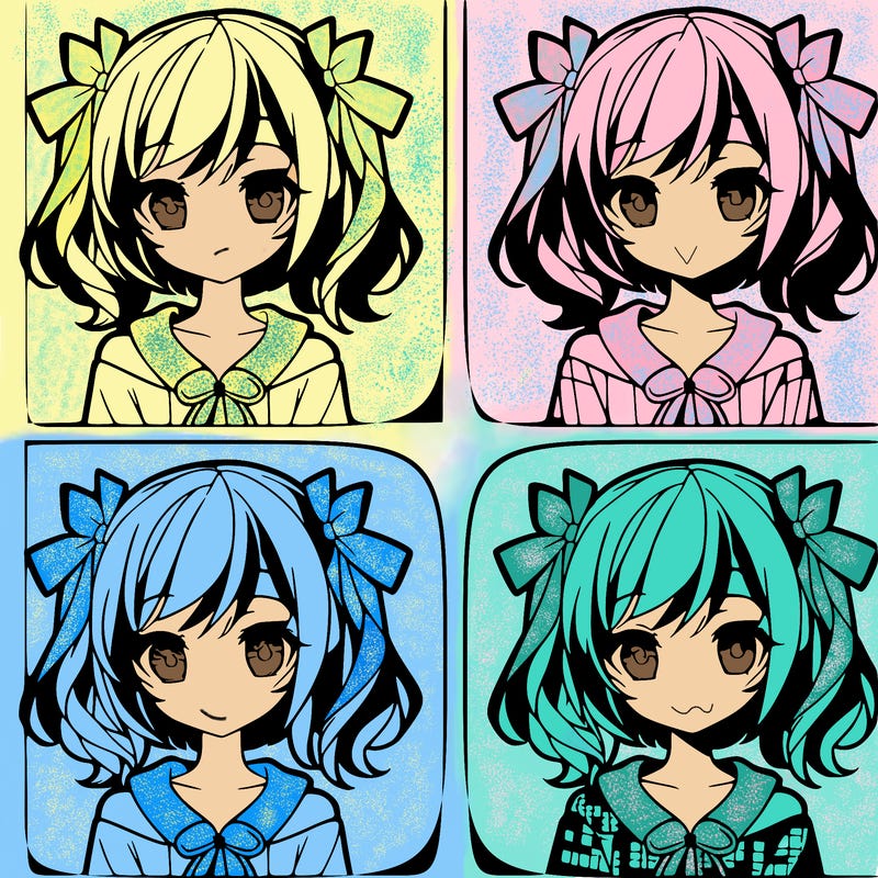 4 sections anime girl