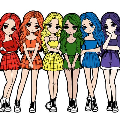 a group of girls realistic