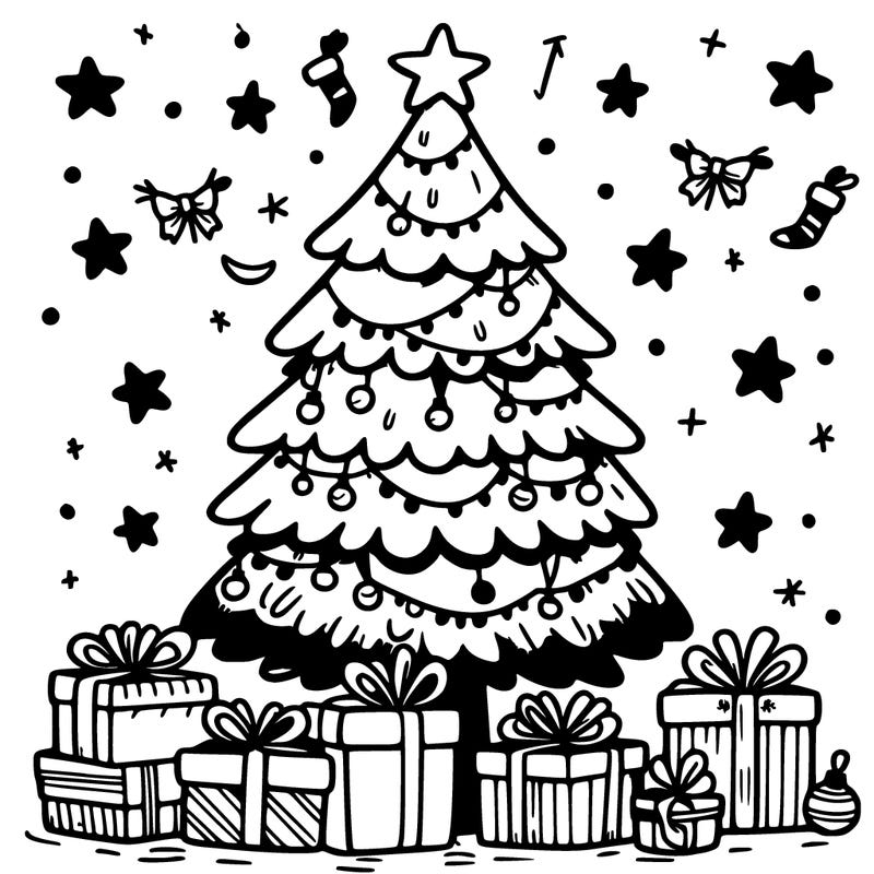 christmas tree with presents under