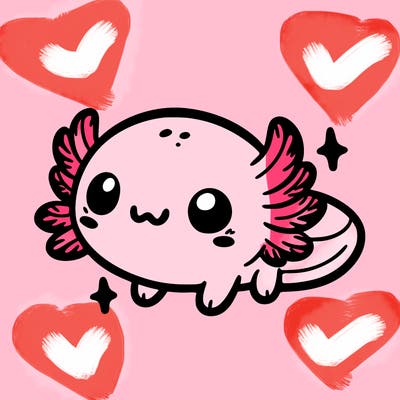 cute easy baby axolotl