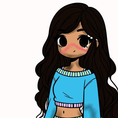 girl with long hair and a crop top with a sweater