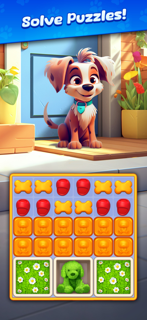 Sweetie Legends - Sweetie Legends match-3 puzzle gameplay featuring a cute puppy