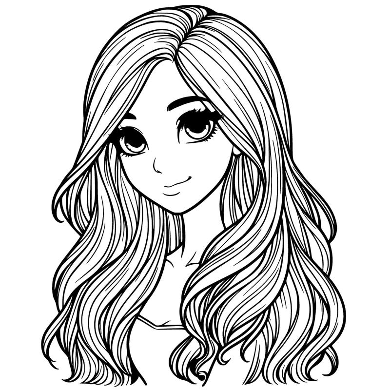 realistic girl with long hair