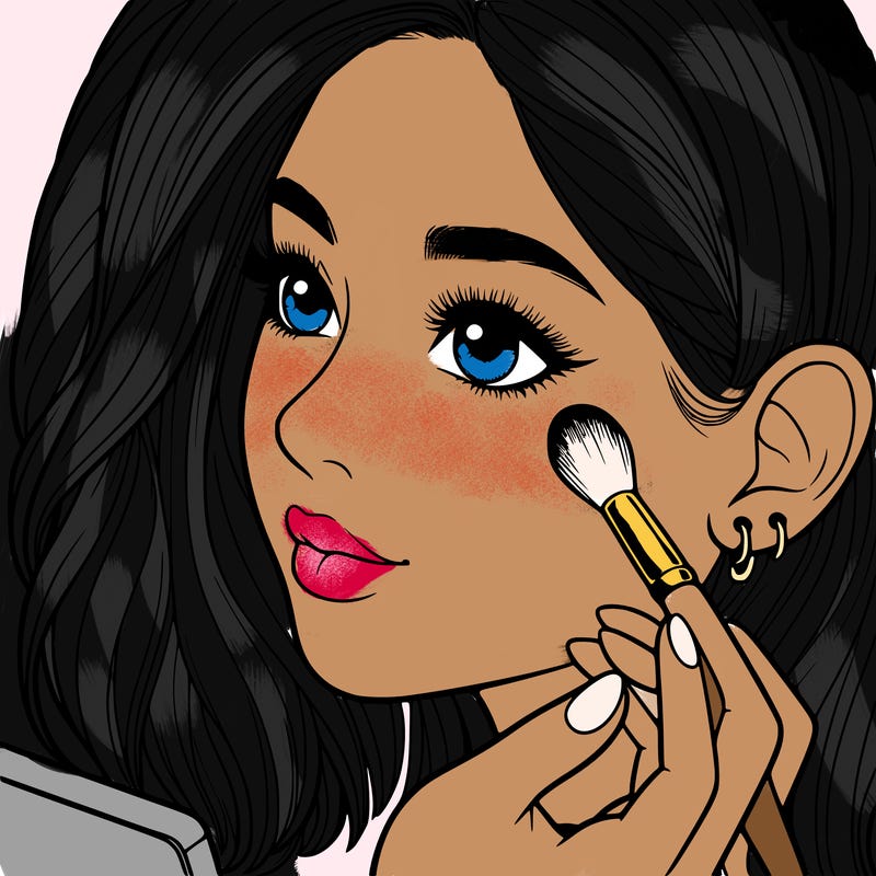 a realistic girl doing her makeup