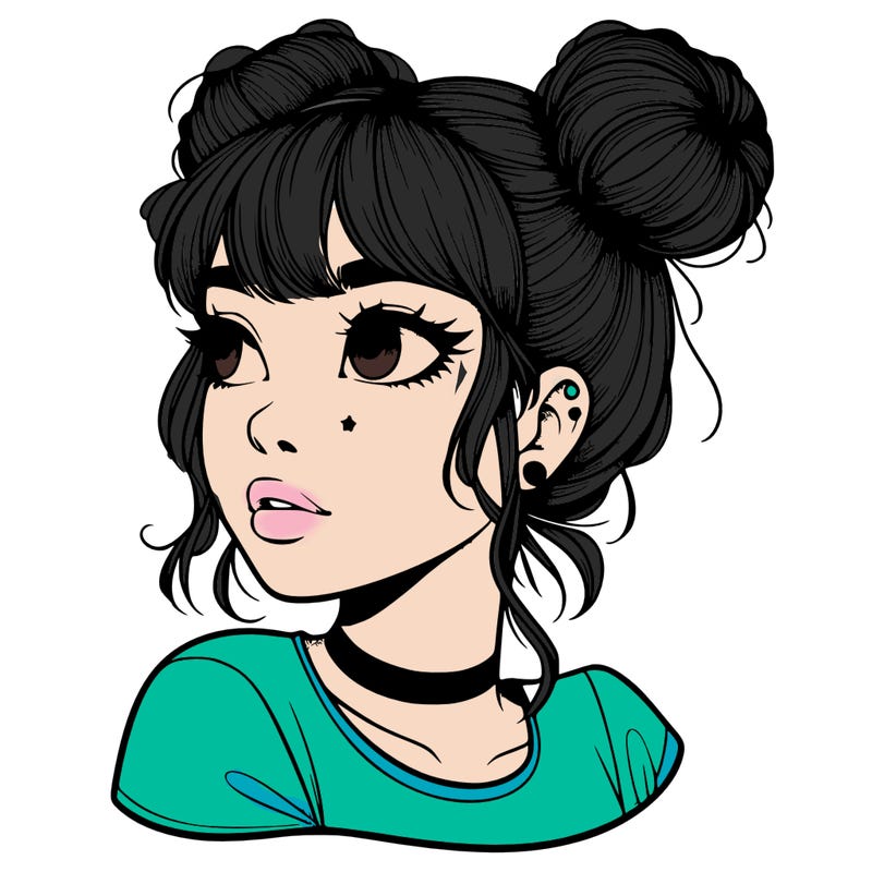 realistic girl with spacebuns