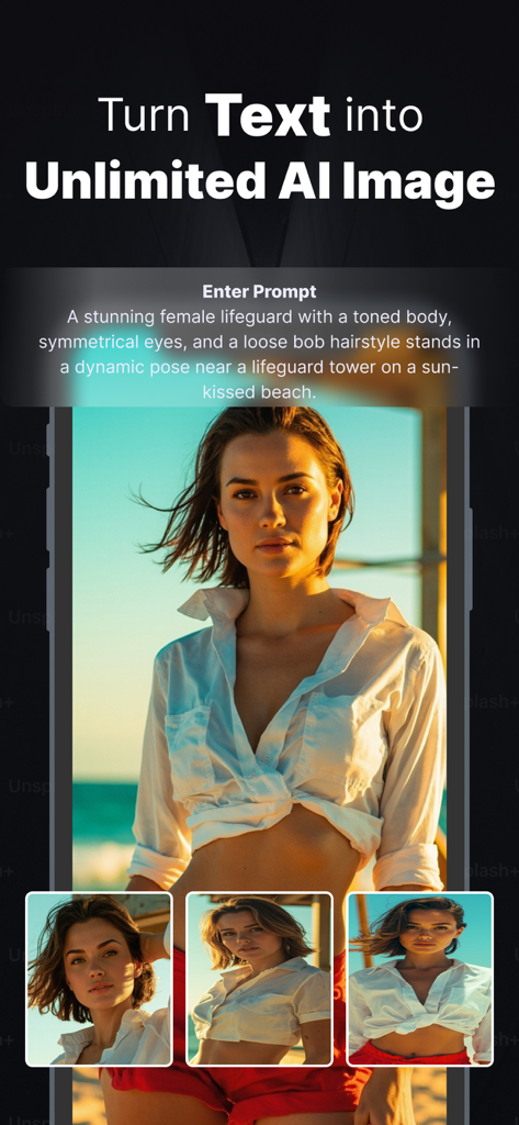 Pika Labs app screen showing AI images generated from a text prompt