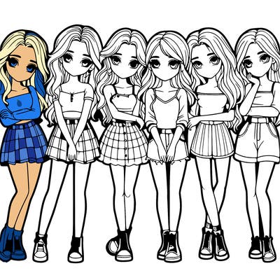 a group of girls realistic